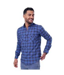 chemise flanelle - bleu