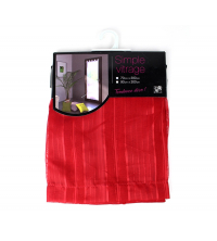 Simple vitrage voile rayé Rouge
