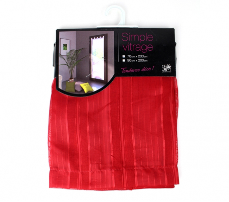 Simple vitrage voile rayé Rouge Simple vitrage voile rayé Rouge