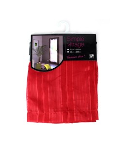 Simple vitrage voile rayé Rouge