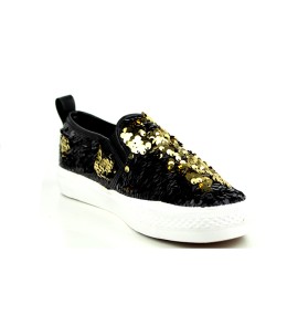 BASKET FEMME NOIR/Doré