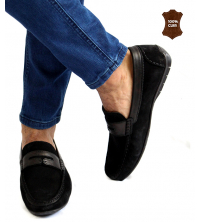 Mocassin homme Daim Noir