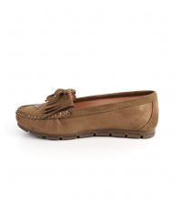 ballerine daim pour  femme avec papillon et broderie Taupe