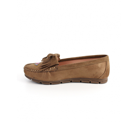 ballerine daim pour femme avec papillon et broderie Taupe ballerine daim pour femme avec papillon et broderie Taupe