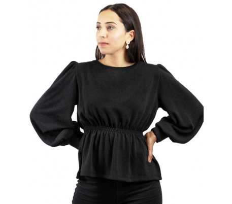 Pull femme manche bouffante Noir Pull femme manche bouffante Noir