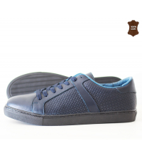 Chaussure homme cuir effet  torsadé Bleu