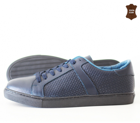 Chaussure homme cuir effet torsadé Bleu Chaussure homme cuir effet torsadé Bleu