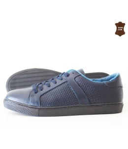 Chaussure homme cuir effet  torsadé Bleu