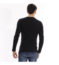 T-shirt manches longues col V - Bleu Marine
