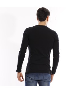 T-shirt manches longues col V - Bleu Marine