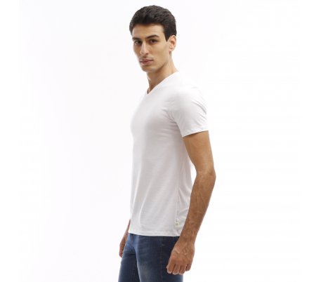 T-shirt manches courtes col V - Blanc T-shirt manches courtes col V - Blanc