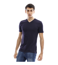T-shirt manches courtes col V - Bleu marine