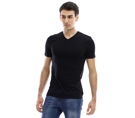 T-shirt manches courtes col V - Noir T-shirt manches courtes col V - Noir