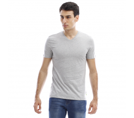 T-shirt manches courtes col V - Gris T-shirt manches courtes col V - Gris