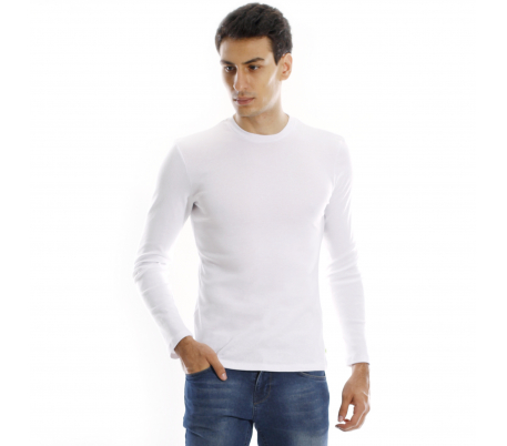 T-shirt manches longues ras du cou - Blanc T-shirt manches longues ras du cou - Blanc