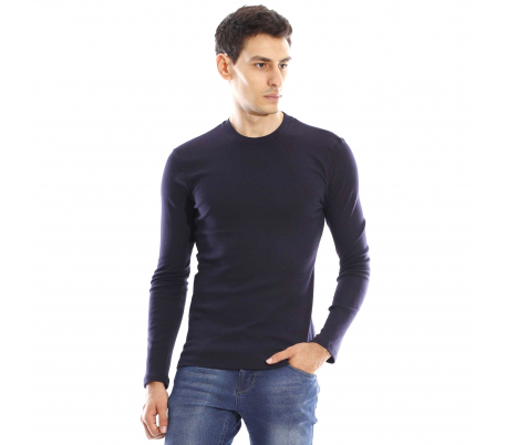 T-shirt manches longues ras du cou - Bleu marine T-shirt manches longues ras du cou - Bleu marine