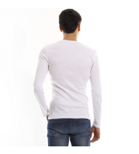 T-shirt manches longues col V - Blanc