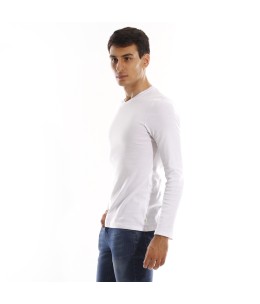 T-shirt manches longues col V - Blanc
