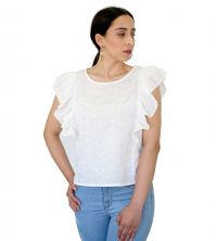 Blouse a volants superposés en broderie anglaise