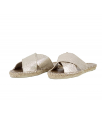 Mules croisés doré mate en simili cuir