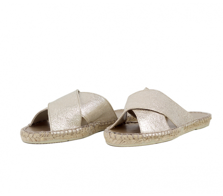 Mules croisés doré mate en simili cuir Mules croisés doré mate en simili cuir