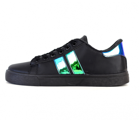 Basket femme noir et effet miroir vert Basket femme noir et effet miroir vert