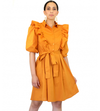 Robe femme NOIR COL CHEM A VOLANT