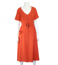 Robe chemisier midi corail