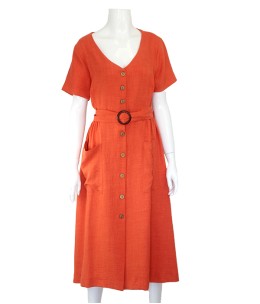Robe chemisier midi corail