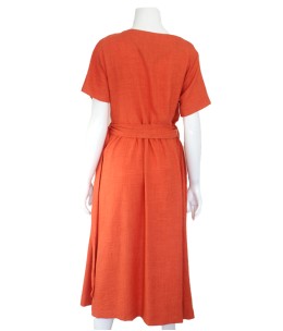 Robe chemisier midi corail