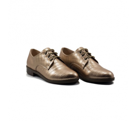 Oxford Style - Talon - Matt - Croco - Lacets - Bronze LC 122