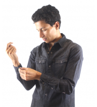 Chemise en jeans léger Noir pour homme