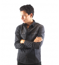 Chemise en jeans léger Noir pour homme