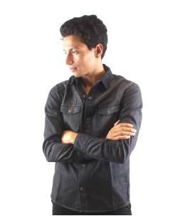 Chemise en jeans léger Noir pour homme