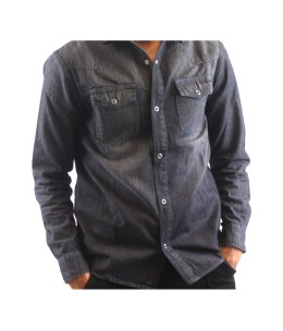 Chemise en jeans léger Noir pour homme