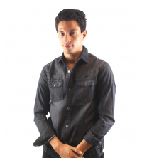Chemise en jeans léger Noir pour homme