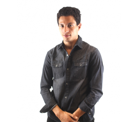 Chemise en jeans léger Noir pour homme Chemise en jeans léger Noir pour homme