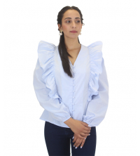 Chemise à manches volants Bleu ciel