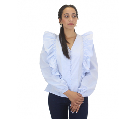 Chemise à manches volants Bleu ciel Chemise à manches volants Bleu ciel