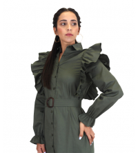 Robe chemise a volants  courte
