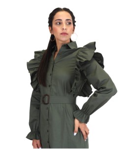 Robe chemise a volants  courte